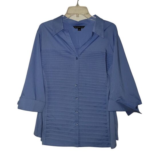 Zac & Rachel Blue 3/4 Sleeve Button Down Shirt - Picture 1 of 4